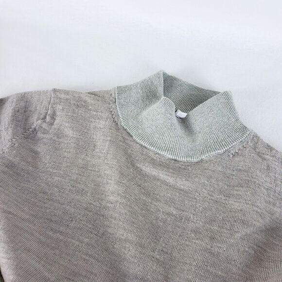 Muji Womens 100% Wool Sweater Medium Mock Neck Taupe Minimalist Layering - Picture 11 of 11
